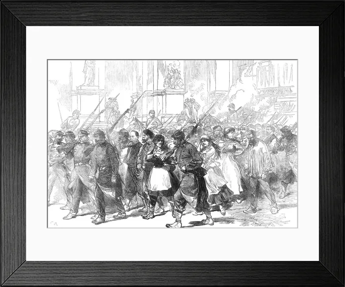 Framed Print : The Late Events in Paris: Communist prisoners led through the Place de l'Opera, 1871. Creator: C. R Framed Print : The Late Events in Paris: Communist prisoners led through the Place de l'Opera, 1871. Creator: C. R