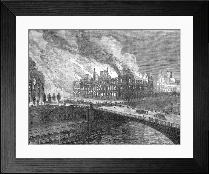 Framed Print : The Fighting in Paris: burning of the Hotel de Ville, 1871. Creator: Unknown Framed Print : The Fighting in Paris: burning of the Hotel de Ville, 1871. Creator: Unknown