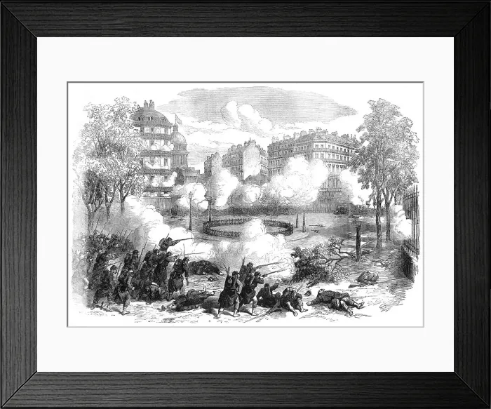 Framed Print : The Fighting in Paris: attack on the barricades at the Pantheon, 1871. Creator: Unknown Framed Print : The Fighting in Paris: attack on the barricades at the Pantheon, 1871. Creator: Unknown