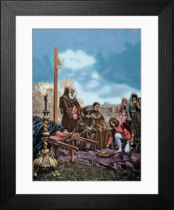 Framed Print : Alms for the soul of Constable Don Alvaro de Luna, 1885. Creator: Adolf Closs Framed Print : Alms for the soul of Constable Don Alvaro de Luna, 1885. Creator: Adolf Closs