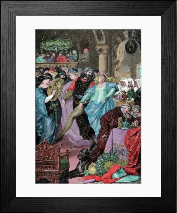 Framed Print : Wedding of Lohengrin and Elsa, daughter of the Duke of Brabant, Germania, 1882. Creator: Adolf Closs Framed Print : Wedding of Lohengrin and Elsa, daughter of the Duke of Brabant, Germania, 1882. Creator: Adolf Closs
