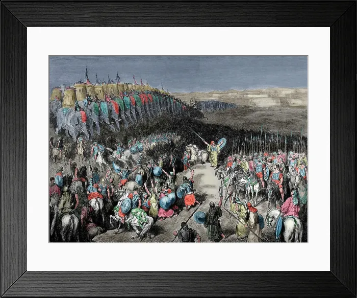Framed Print : Judas Maccabeus before the army of Nicanor, Bible - Old Testament, Macc II, 15, 19th century. Creator: Bapbant Framed Print : Judas Maccabeus before the army of Nicanor, Bible - Old Testament, Macc II, 15, 19th century. Creator: Bapbant