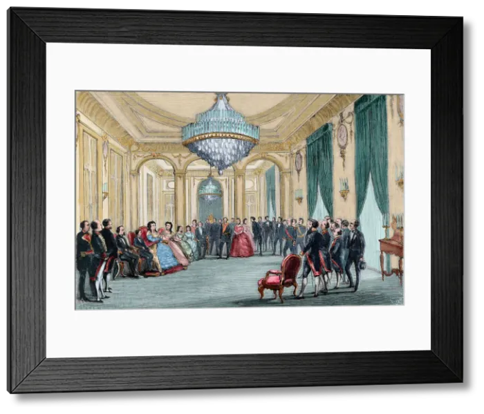 Framed Print : Abdication of Isabella of Bourbon in favour of her son Alphonse XII, Paris, France, June 25, 1870. Creator: Capuz Framed Print : Abdication of Isabella of Bourbon in favour of her son Alphonse XII, Paris, France, June 25, 1870. Creator: Capuz