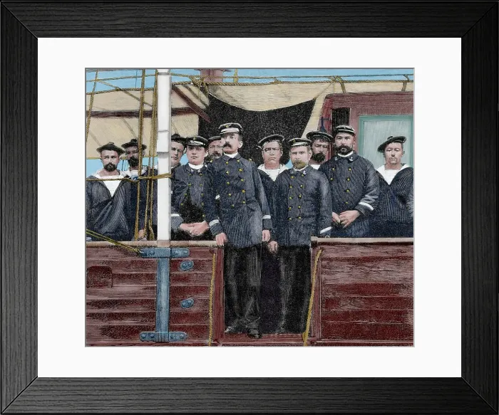 Framed Print : Pierre Loti aboard the gunboat Javelot, 1892. Creator: Unknown
