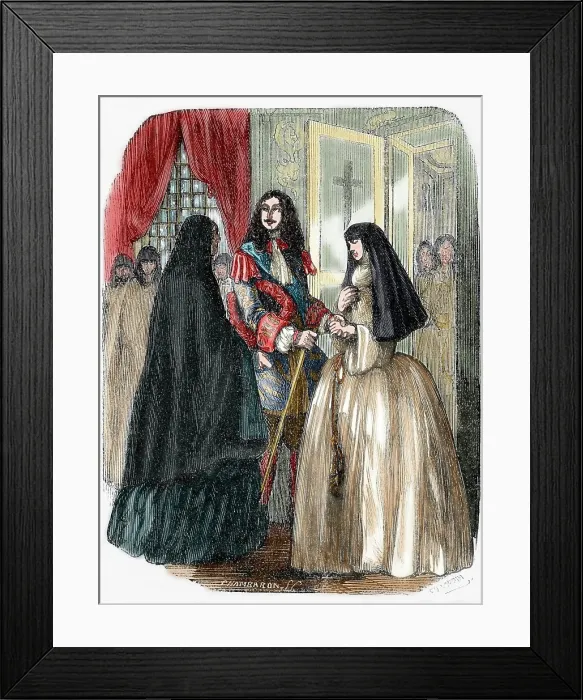 Framed Print : Louis XIV and his mistress Louise de La Valliere, 19th century. Creator: Unknown Framed Print : Louis XIV and his mistress Louise de La Valliere, 19th century. Creator: Unknown