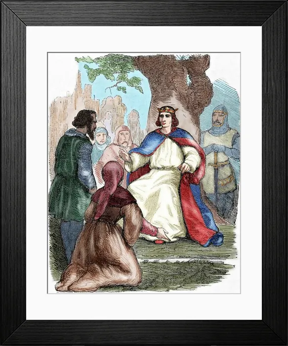 Framed Print : St Louis administering justice under a beech tree, 19th century. Creator: Unknown Framed Print : St Louis administering justice under a beech tree, 19th century. Creator: Unknown