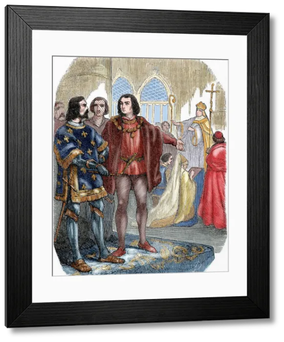Framed Print : Marriage of Louis XI to his first wife Margaret of Scotland, 1436, (19th century). Creator: Unknown Framed Print : Marriage of Louis XI to his first wife Margaret of Scotland, 1436, (19th century). Creator: Unknown