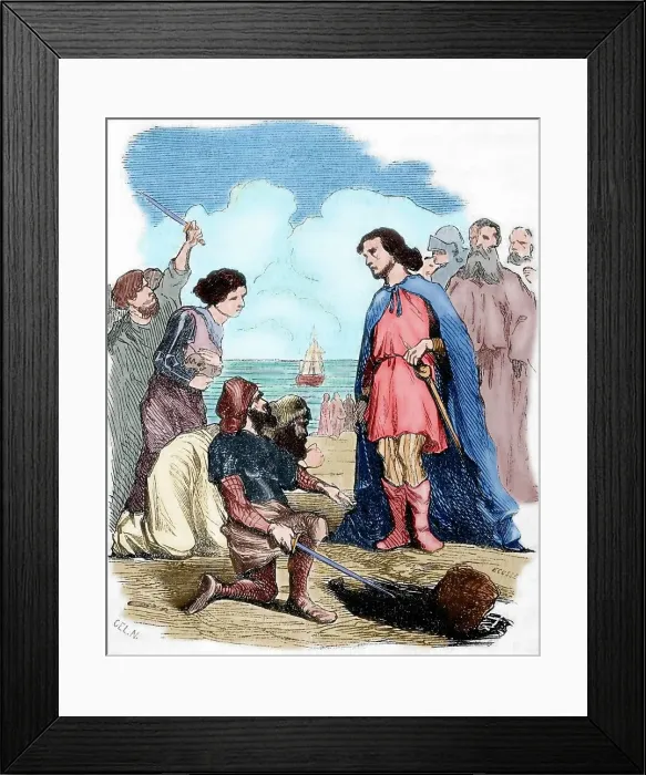 Framed Print : Arrival of Louis IV in England, 19th century. Creator: Unknown Framed Print : Arrival of Louis IV in England, 19th century. Creator: Unknown