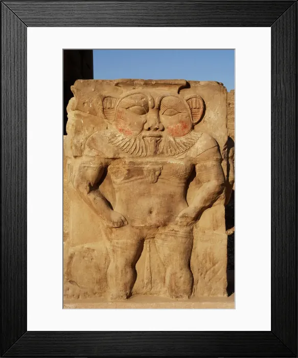 Framed Print : Relief of the god Bes, capital of column, Temple of Hathor, Dendera, Egypt, 2003. Creator: LTL Framed Print : Relief of the god Bes, capital of column, Temple of Hathor, Dendera, Egypt, 2003. Creator: LTL