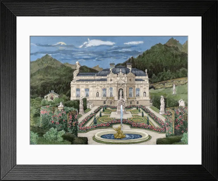 Framed Print : Palace of Linderhof, 1886. Ludwig II of Bavaria (1845-1886), King of Bavaria, 1886. Creator: Unknown Framed Print : Palace of Linderhof, 1886. Ludwig II of Bavaria (1845-1886), King of Bavaria, 1886. Creator: Unknown