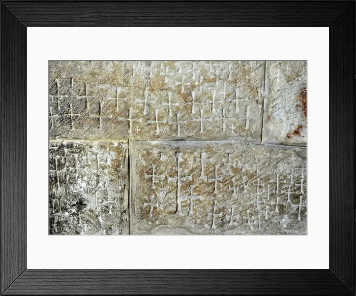Framed Print : Crusader graffiti on the walls of the stairs leading to the Chapel of Saint Helena. Creator: Unknown Framed Print : Crusader graffiti on the walls of the stairs leading to the Chapel of Saint Helena. Creator: Unknown