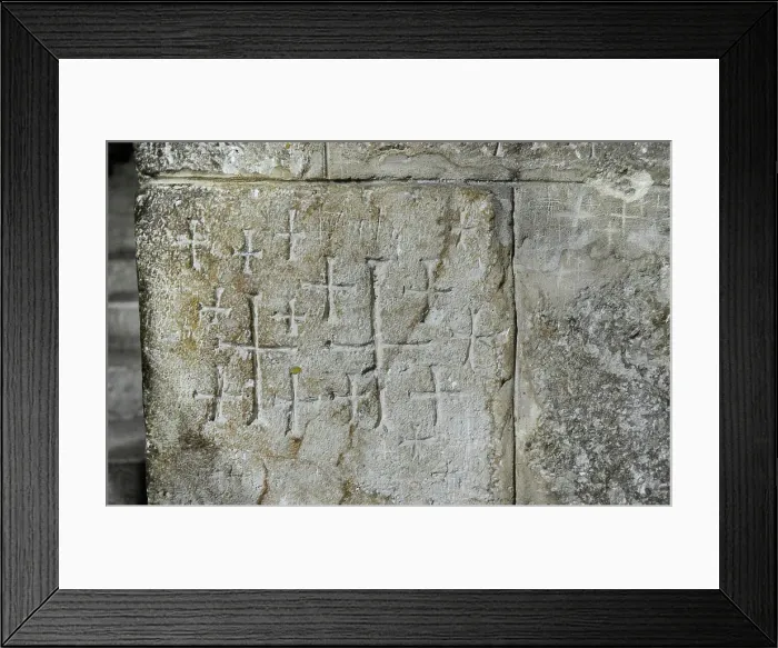 Framed Print : Crusader graffiti on the walls of the stairs leading to the Chapel of Saint Helena. Creator: Unknown Framed Print : Crusader graffiti on the walls of the stairs leading to the Chapel of Saint Helena. Creator: Unknown