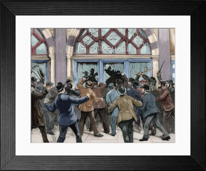 Framed Print : Protesters looting shops in Piccadilly, London, 1886. Creator: Unknown Framed Print : Protesters looting shops in Piccadilly, London, 1886. Creator: Unknown