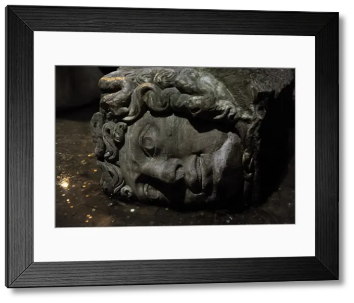Framed Print : Medusa column base, Basilica Cistern (6th century), Istanbul, Turkey. Creator: Unknown Framed Print : Medusa column base, Basilica Cistern (6th century), Istanbul, Turkey. Creator: Unknown