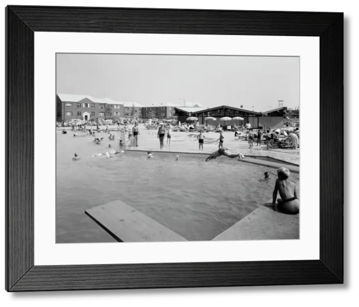 Framed Print : Linden Woods Swim Club, Howard Beach, 1959. Creator: Gottscho-Schleisner, Inc Framed Print : Linden Woods Swim Club, Howard Beach, 1959. Creator: Gottscho-Schleisner, Inc