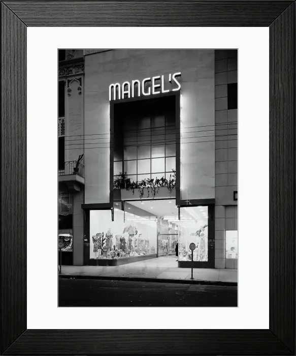 Framed Print : Mangel's, business at 130 E. Flagler St. Miami, Florida, 1942. Creator: Gottscho-Schleisner, Inc Framed Print : Mangel's, business at 130 E. Flagler St. Miami, Florida, 1942. Creator: Gottscho-Schleisner, Inc