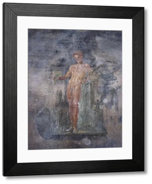 Framed Print : Young man playing the flute, House of the Vettii, Pompeii, Italy, 1st century. Creator: Unknown Framed Print : Young man playing the flute, House of the Vettii, Pompeii, Italy, 1st century. Creator: Unknown