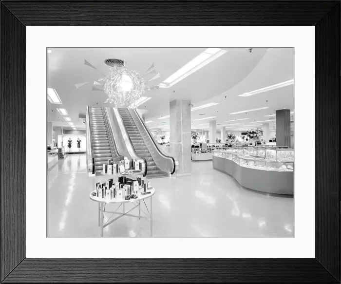 Framed Print : Bloomingdale's, business in Hackensack, New Jersey, 1959. Creator: Gottscho-Schleisner, Inc Framed Print : Bloomingdale's, business in Hackensack, New Jersey, 1959. Creator: Gottscho-Schleisner, Inc