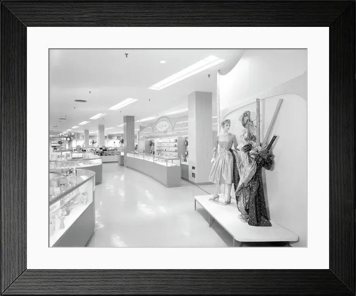 Framed Print : Bloomingdale's, business in Hackensack, New Jersey, 1959. Creator: Gottscho-Schleisner, Inc Framed Print : Bloomingdale's, business in Hackensack, New Jersey, 1959. Creator: Gottscho-Schleisner, Inc