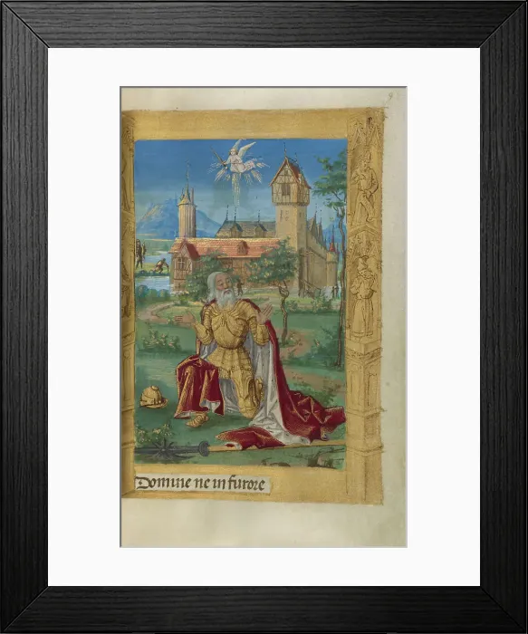 Framed Print : David in Prayer; Book of Hours, 1478. Creator: Master of Guillaume Lambert Framed Print : David in Prayer; Book of Hours, 1478. Creator: Master of Guillaume Lambert