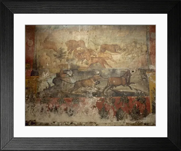 Framed Print : Hunting scene, House of Lucio Ceio Secondo, Pompeii, Italy, 1st century AD. Creator: Unknown Framed Print : Hunting scene, House of Lucio Ceio Secondo, Pompeii, Italy, 1st century AD. Creator: Unknown