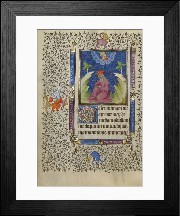Framed Print : Job in Meditation; Book of Hours, about 1410. Creator: Unknown Framed Print : Job in Meditation; Book of Hours, about 1410. Creator: Unknown