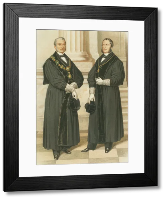 Framed Print : President of the Supreme Court of Justice (left) and Judge of Hearing (right), 1865. Creator: Unknown Framed Print : President of the Supreme Court of Justice (left) and Judge of Hearing (right), 1865. Creator: Unknown