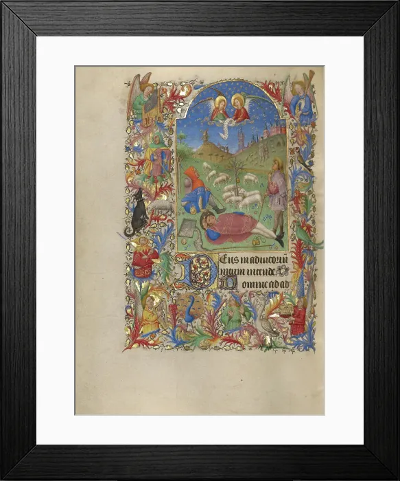 Framed Print : The Annunciation to the Shepherds; Book of Hours, about 1420. Creator: Spitz Master Framed Print : The Annunciation to the Shepherds; Book of Hours, about 1420. Creator: Spitz Master