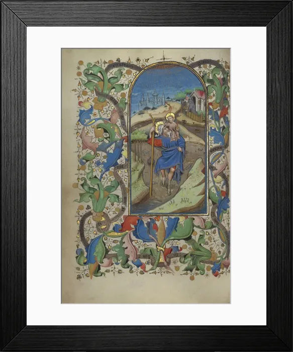 Framed Print : Saint Christopher; Book of Hours, about 1450-1455. Creator: Master of Guillebert de Mets Framed Print : Saint Christopher; Book of Hours, about 1450-1455. Creator: Master of Guillebert de Mets
