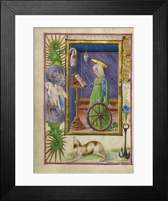 Framed Print : Saint Catherine of Alexandria; Gualenghi-d'Este Hours, about 1469. Creator: Taddeo Crivelli Framed Print : Saint Catherine of Alexandria; Gualenghi-d'Este Hours, about 1469. Creator: Taddeo Crivelli
