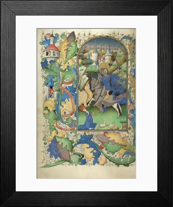 Framed Print : Saint George and the Dragon; Book of Hours, about 1450-1455. Creator: Master of Guillebert de Mets Framed Print : Saint George and the Dragon; Book of Hours, about 1450-1455. Creator: Master of Guillebert de Mets