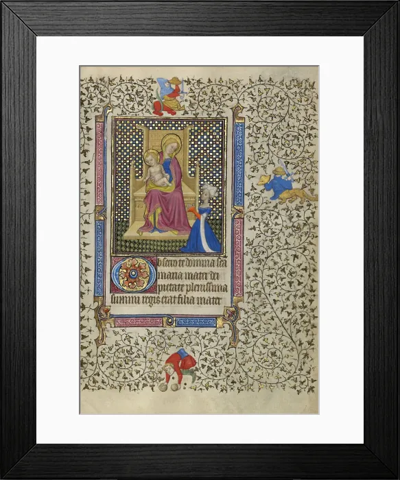 Framed Print : A Woman in Prayer before the Virgin and Child; Book of Hours, about 1410. Creator: Unknown