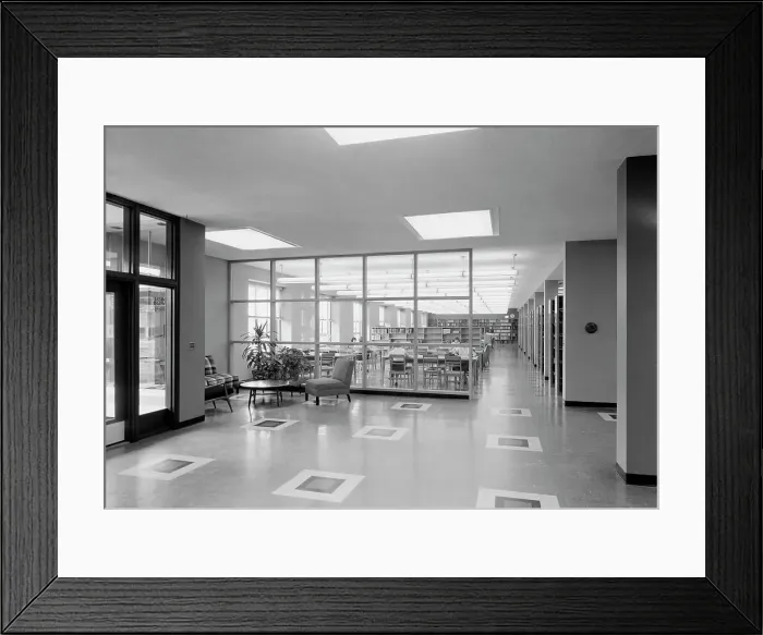 Framed Print : Goucher College, Towson, Maryland. Library interior I, 1953. Creator: Gottscho-Schleisner, Inc Framed Print : Goucher College, Towson, Maryland. Library interior I, 1953. Creator: Gottscho-Schleisner, Inc