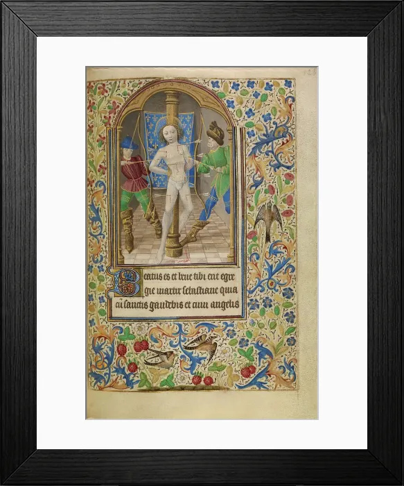 Framed Print : The Martyrdom of Saint Sebastian; Book of Hours, about 1466-1470. Creator: Master of Jacques of Luxembourg Framed Print : The Martyrdom of Saint Sebastian; Book of Hours, about 1466-1470. Creator: Master of Jacques of Luxembourg