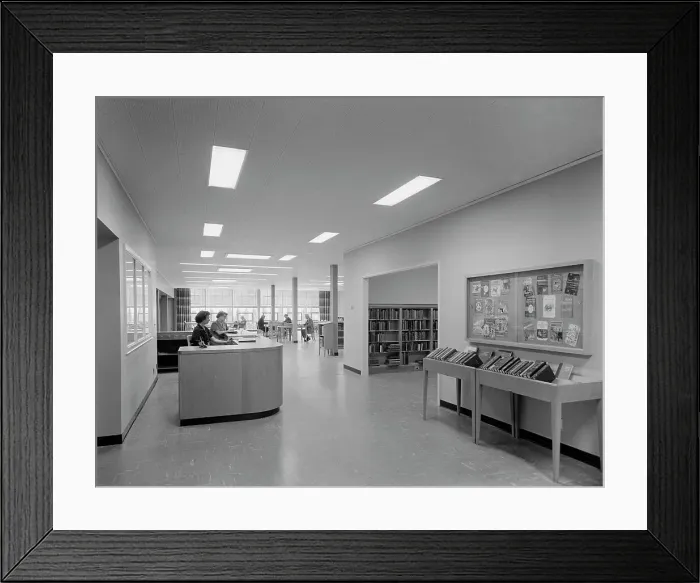Framed Print : New Canaan Public Library, New Canaan, Connecticut, 1953. Creator: Gottscho-Schleisner, Inc