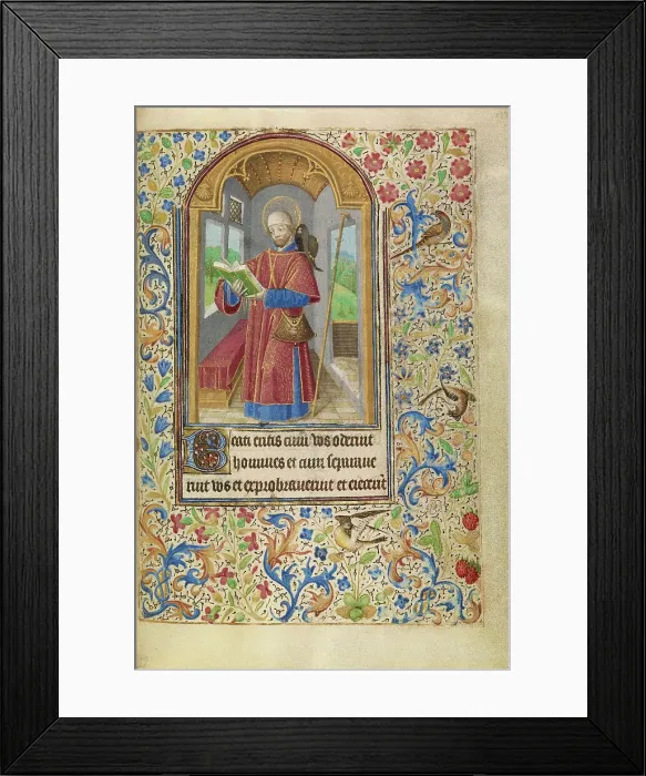 Framed Print : Saint James as a Pilgrim; Book of Hours, about 1466-1470. Creator: Master of Jacques of Luxembourg