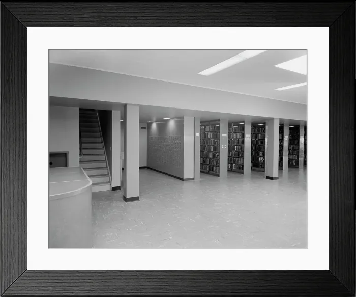 Framed Print : New Canaan Public Library, New Canaan, Connecticut, 1953. Creator: Gottscho-Schleisner, Inc Framed Print : New Canaan Public Library, New Canaan, Connecticut, 1953. Creator: Gottscho-Schleisner, Inc