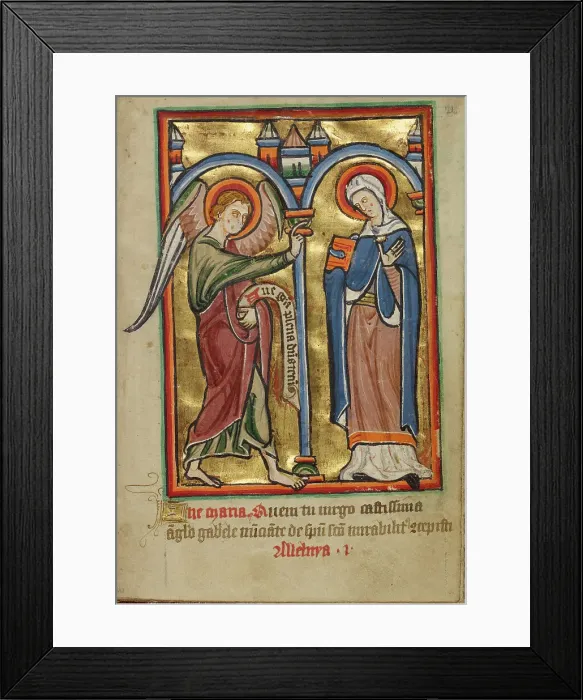 Framed Print : The Annunciation, about 1190-1200; text added about 1480-1490. Creator: Unknown Framed Print : The Annunciation, about 1190-1200; text added about 1480-1490. Creator: Unknown