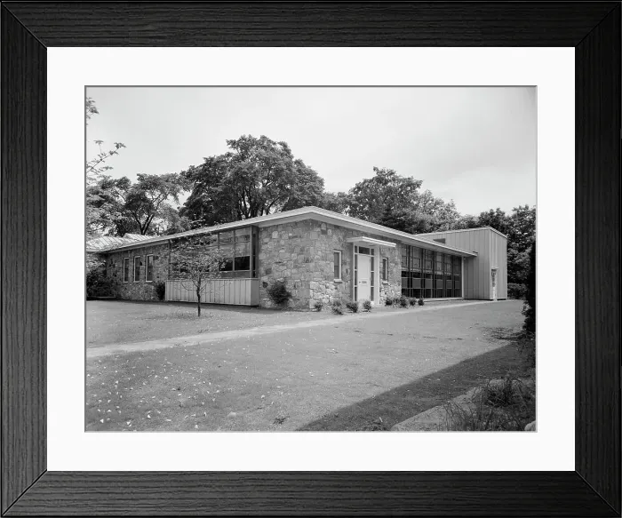 Framed Print : New Canaan Public Library, New Canaan, Connecticut, 1953. Creator: Gottscho-Schleisner, Inc Framed Print : New Canaan Public Library, New Canaan, Connecticut, 1953. Creator: Gottscho-Schleisner, Inc