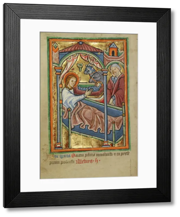 Framed Print : The Nativity, about 1190-1200; text added about 1480-1490. Creator: Unknown Framed Print : The Nativity, about 1190-1200; text added about 1480-1490. Creator: Unknown