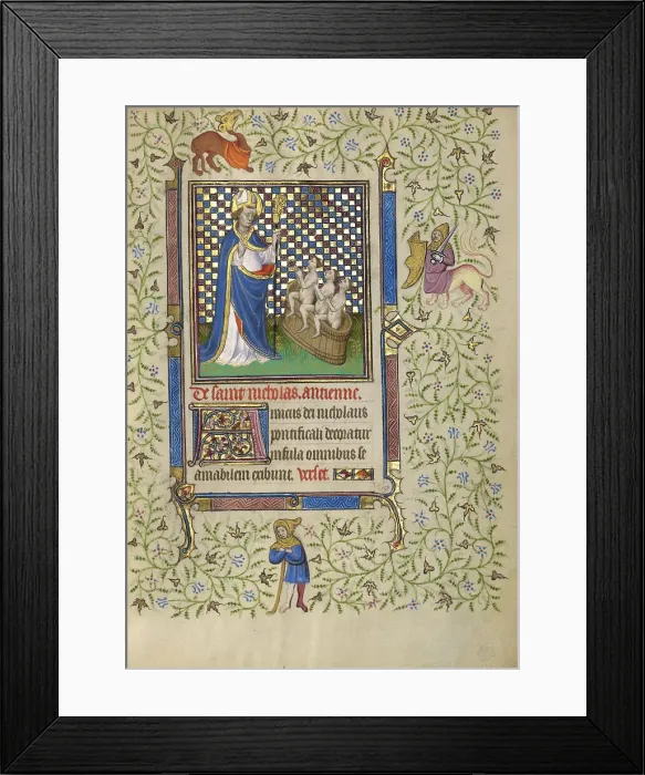 Framed Print : Saint Nicholas; Book of Hours, about 1410. Creator: Unknown Framed Print : Saint Nicholas; Book of Hours, about 1410. Creator: Unknown