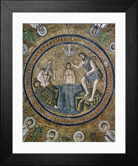 Framed Print : Baptism of Jesus by Saint John the Baptist, Arian Baptistry, Ravenna, 6th century. Creator: Unknown Framed Print : Baptism of Jesus by Saint John the Baptist, Arian Baptistry, Ravenna, 6th century. Creator: Unknown