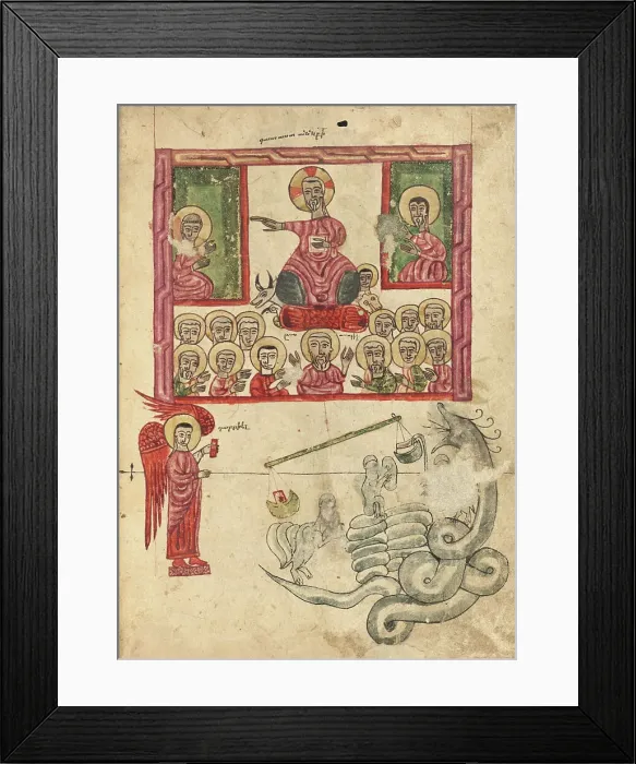 Framed Print : The Weighing of Souls; Gospel Book, 1583. Creator: Ghoukas Framed Print : The Weighing of Souls; Gospel Book, 1583. Creator: Ghoukas