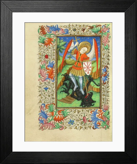 Framed Print : Saint Michael and the Dragon; Book of Hours, about 1430-1440. Creator: Fastolf Master Framed Print : Saint Michael and the Dragon; Book of Hours, about 1430-1440. Creator: Fastolf Master