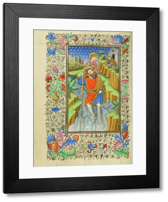 Framed Print : Saint Christopher Carrying the Christ Child; Book of Hours, about 1430-1440. Creator: Fastolf Master Framed Print : Saint Christopher Carrying the Christ Child; Book of Hours, about 1430-1440. Creator: Fastolf Master