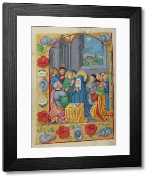 Framed Print : Pentecost; Book of Hours, early 16th century. Creator: Unknown Framed Print : Pentecost; Book of Hours, early 16th century. Creator: Unknown
