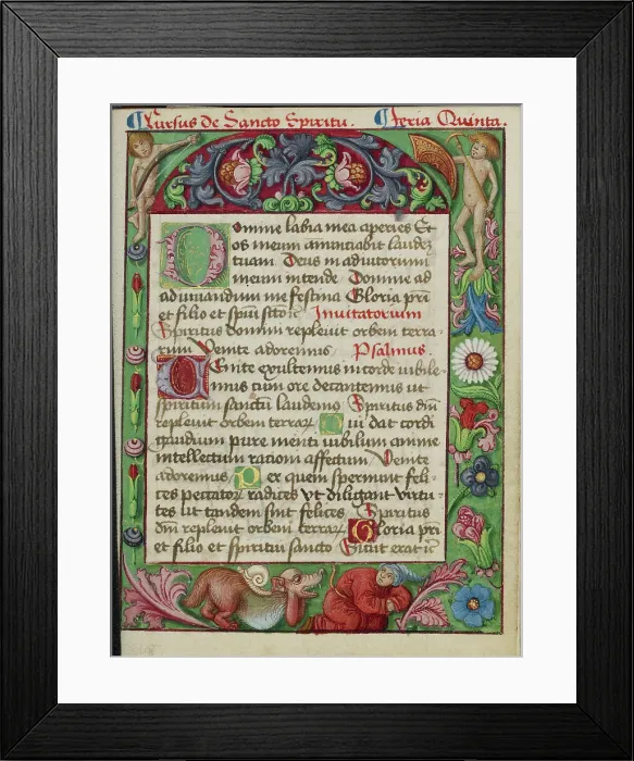 Framed Print : Decorated Text Page; Book of Hours, early 16th century. Creator: Unknown Framed Print : Decorated Text Page; Book of Hours, early 16th century. Creator: Unknown
