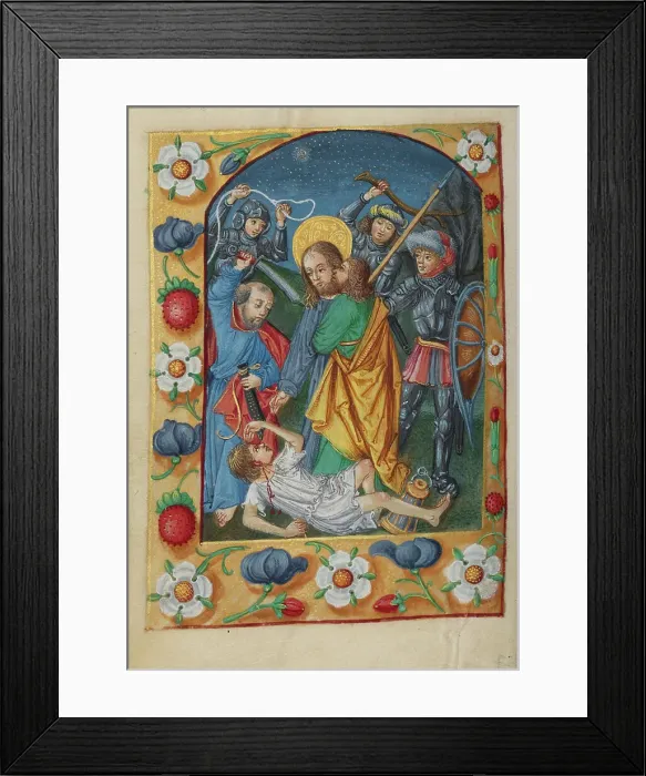 Framed Print : The Betrayal of Christ; Book of Hours, early 16th century. Creator: Unknown Framed Print : The Betrayal of Christ; Book of Hours, early 16th century. Creator: Unknown