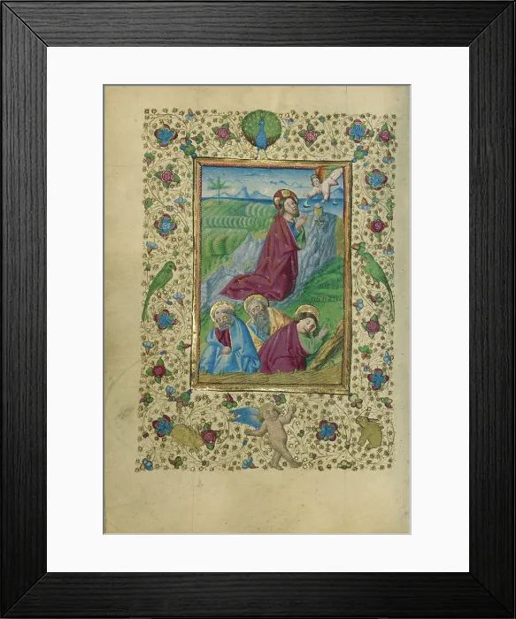 Framed Print : The Agony in the Garden; Book of Hours, about 1460. Creator: Unknown Framed Print : The Agony in the Garden; Book of Hours, about 1460. Creator: Unknown