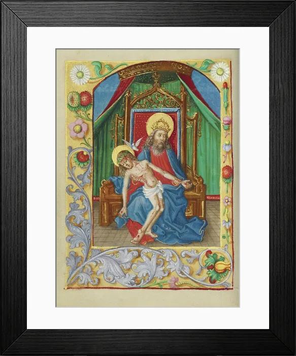 Framed Print : The Throne of Grace Trinity; Book of Hours, early 16th century. Creator: Unknown Framed Print : The Throne of Grace Trinity; Book of Hours, early 16th century. Creator: Unknown
